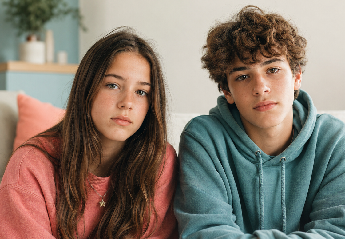 Dos adolescentes mirando a cámara